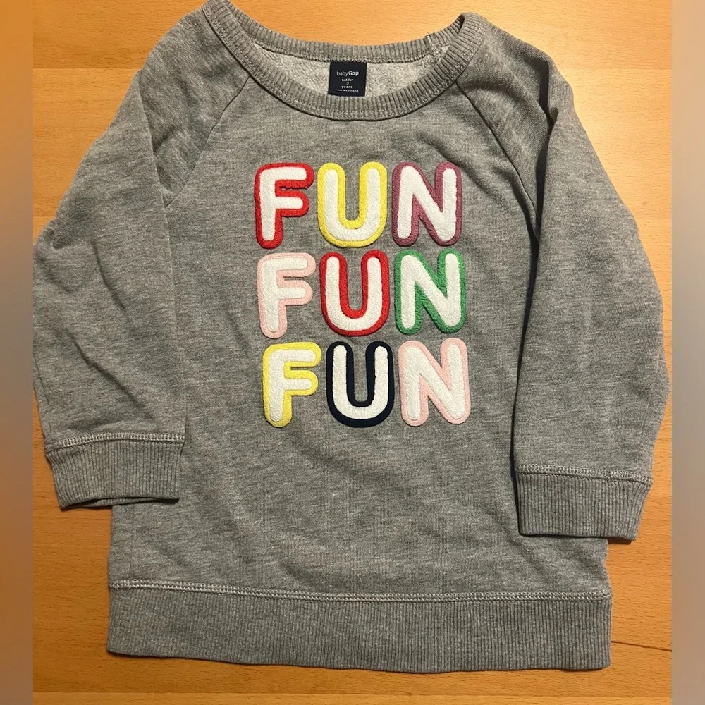 Like New BabyGap Gray Sweatshirt with Colorful 'FUN' Design